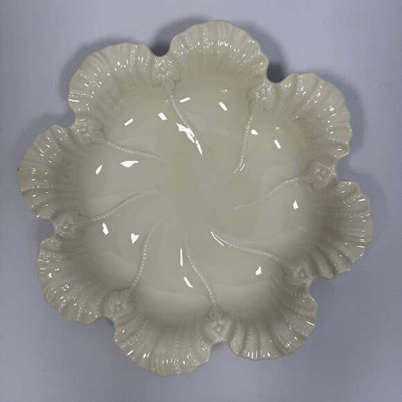 Lenox Other - Lenox USA Sculpted Ivory Color Glazed Cabbage Leaf Round Bowl Dish 9.5”